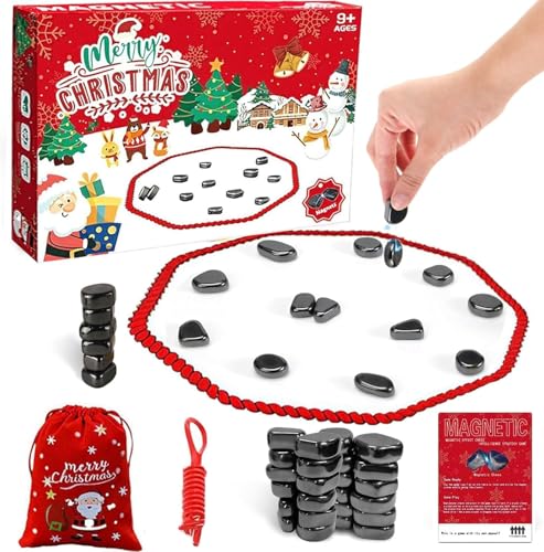 2024 New Magnetisches Schachspiel Set, Festliches Strategie-Brettspiel, Mit 20 Magnetischen Steinen, Neue Familien-Weihnachtsfeierspiel-Edition (A)