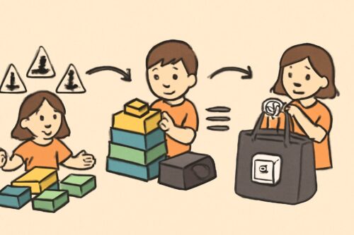 Packmethode B (für viele kleine Spiele): Schichten bauen, damit nichts kippt – brettspiel tasche packen