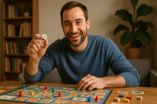 Brettspiel-Meisterschaft mit mehreren Spieltischen und Turnierplan
