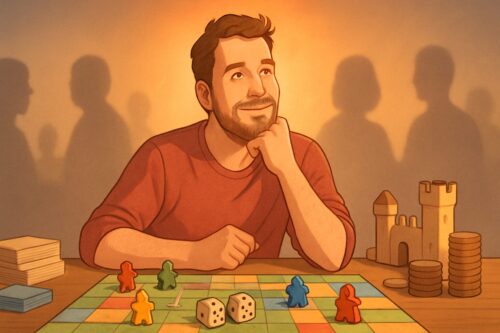 Turnierleitung bei einer Brettspiel-Meisterschaft mit Wertungslisten